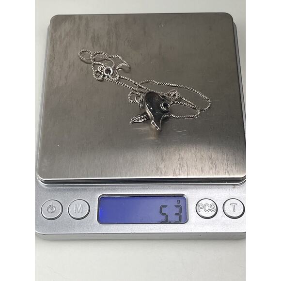 Sterling Silver Box Chain 18" Necklace Southwest Style Bear Feather Pendant - Picture 8 of 11